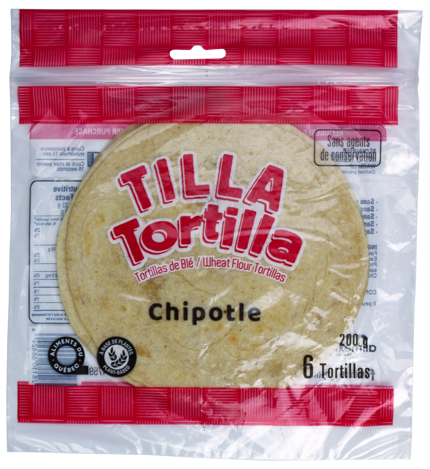 -Tilla Tortilla - Chipotle 7" - No Preservatives 200g
