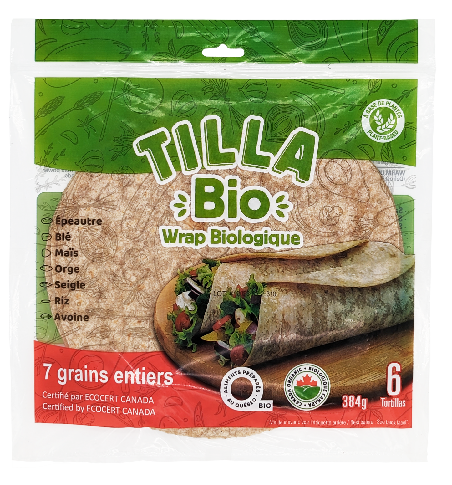 -Tilla Bio 7 Grains Organic Wrap 10"